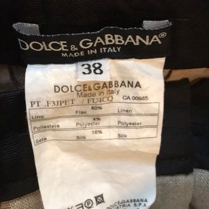 DOLCE &GABBANA crop linen/ silk trim  pant ez 38.